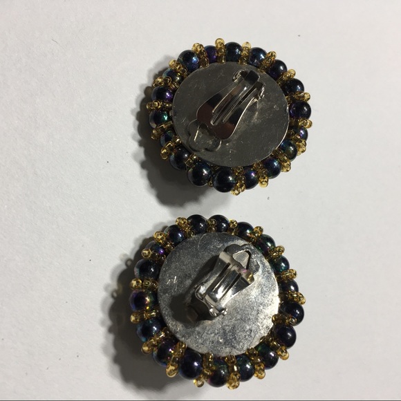 Vintage Cluster Bead AB Clip Earrings - Picture 6 of 8